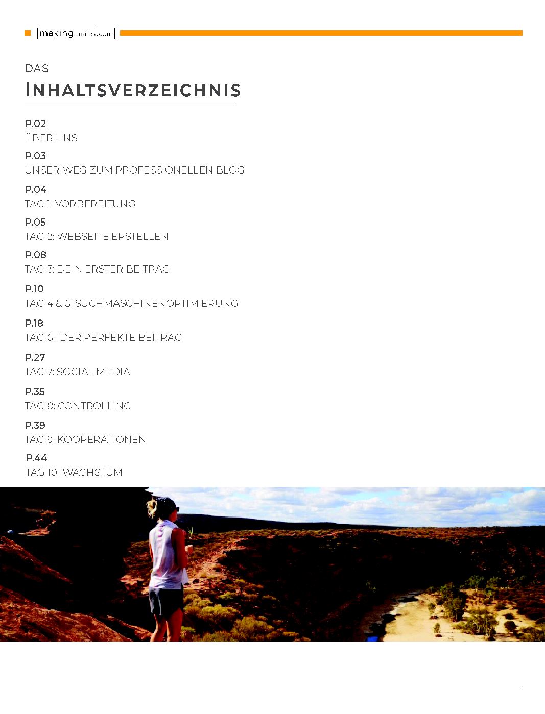 Inhaltsverzeichnen 10 Tage Reiseblog